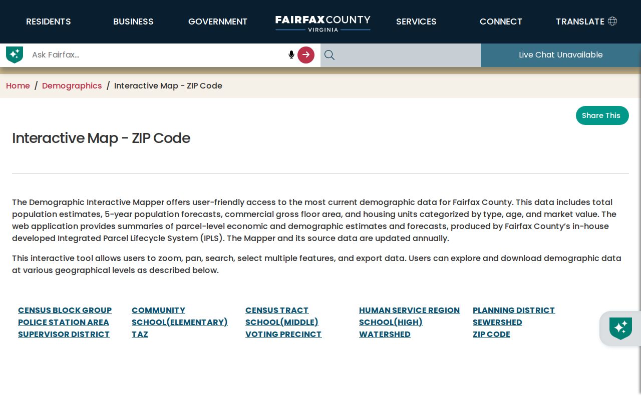 Woodlawn ZIP code directory Fairfax County interactive ZIP map