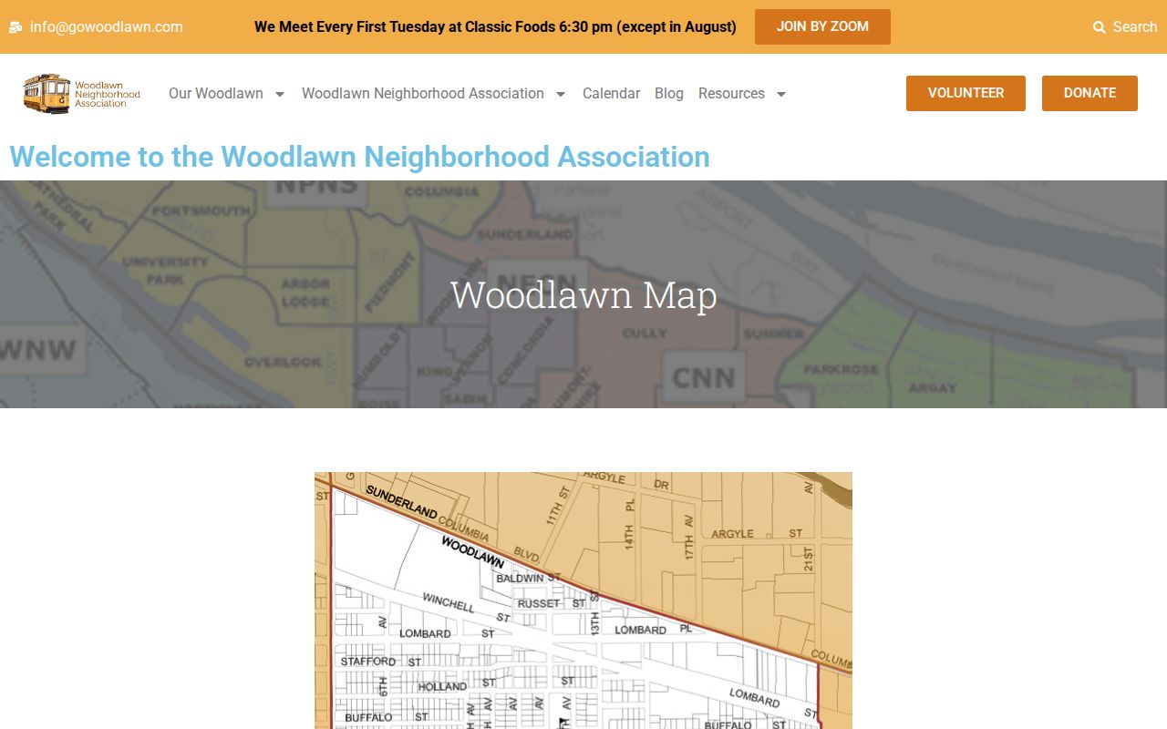 Woodlawn neighbors association public map and meeting information